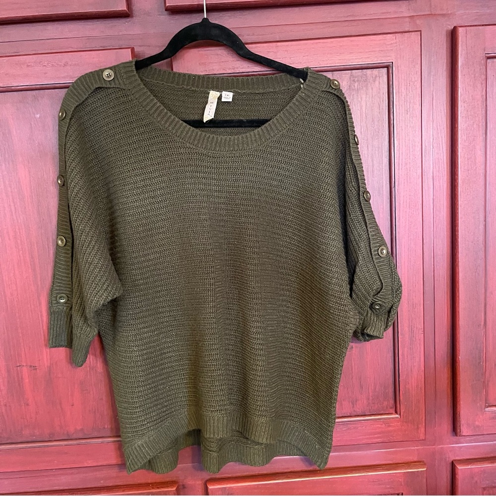Olive Green Button-Detail Sweater